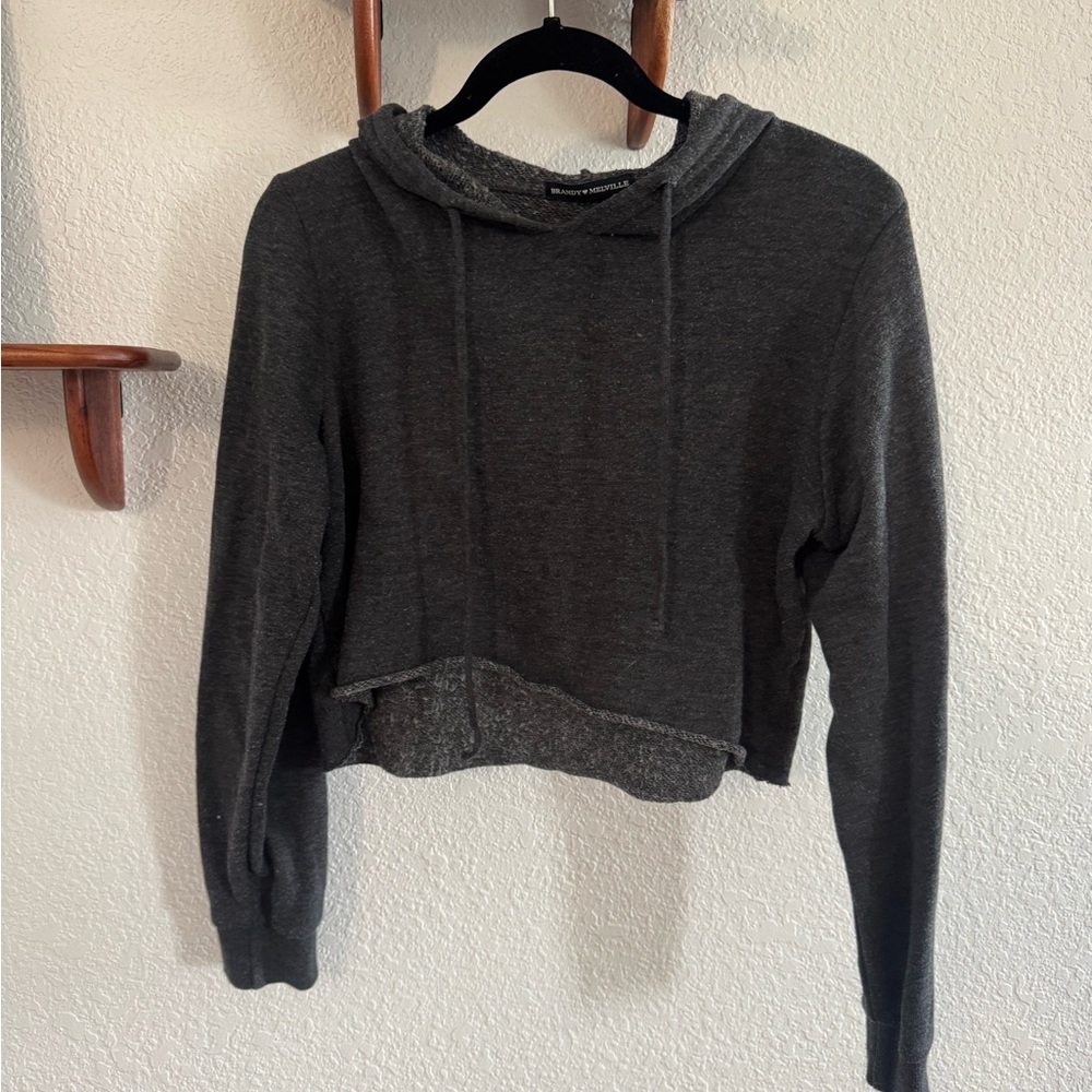 Brandy Melville Dark Gray Cropped Hoodie